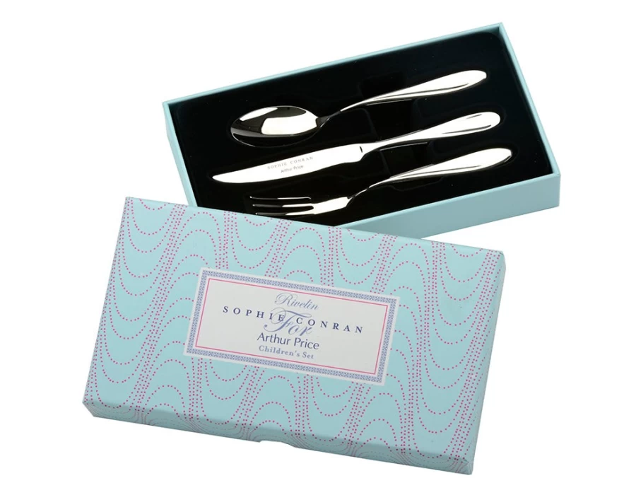 Arthur Price Rivelin 3-Piece Children's Cutlery Set - Stainless Steel Kids Tableware