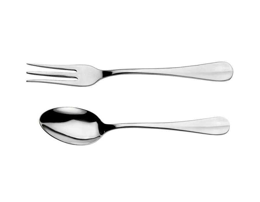 Arthur Price of England Stainless Steel Baguette Large Serving Spoon and Fork Set - Single Piece, Elegant Tableware