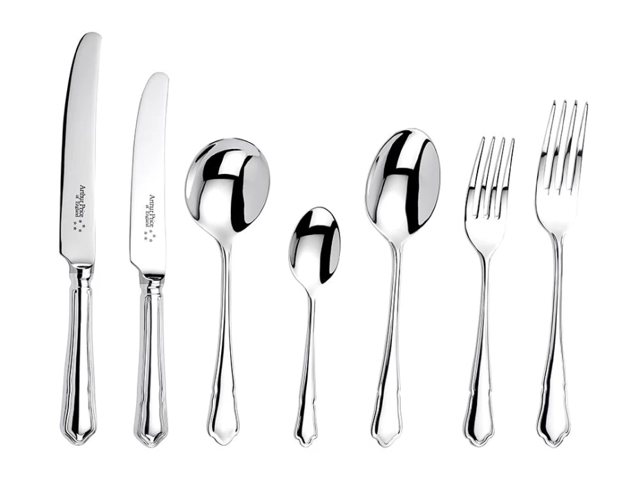 Arthur Price of England Dubarry 88-Piece Stainless Steel Cutlery Set, 12-Person Canteen Service for Elegant Dining