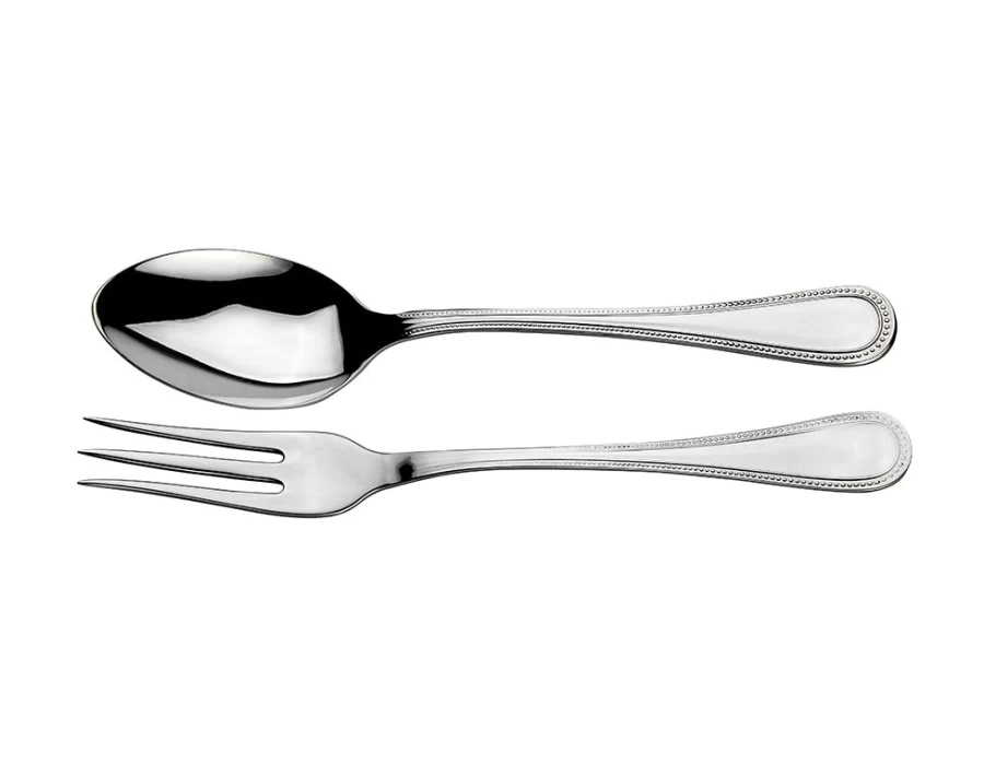 Arthur Price of England Stainless Steel Bead Large Serving Spoon and Fork Set - Premium Cutlery Single Piece