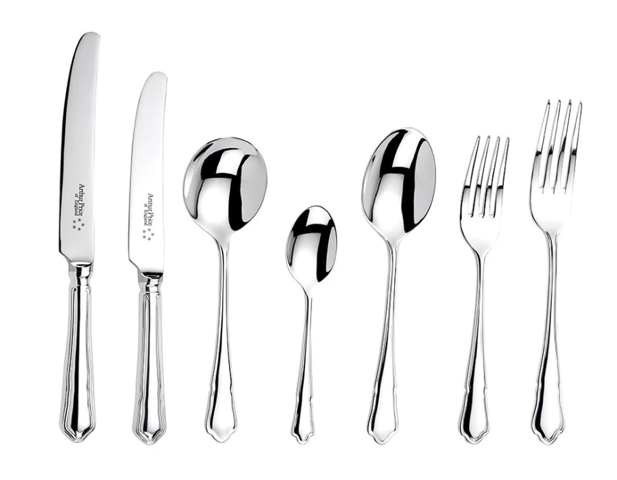 Arthur Price of England 44-Piece Stainless Steel Canteen Cutlery Set, 6-Person Place Setting, Dubarry Collection