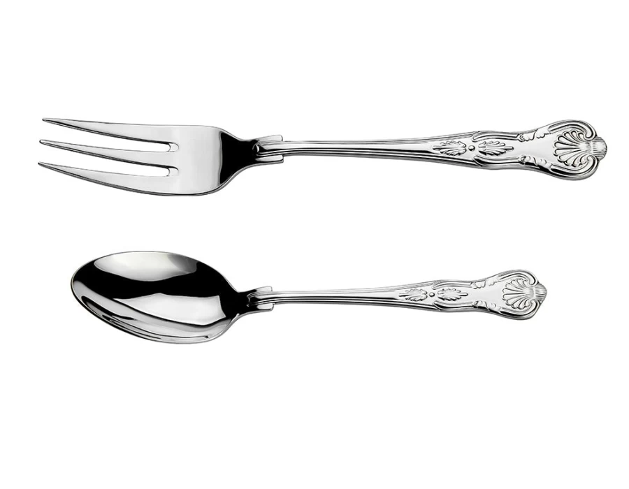 Arthur Price Stainless Steel Kings Box Large Serving Spoon & Fork Set - Everyday Classic Cutlery