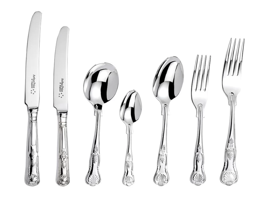 Arthur Price of England Kings 44-Piece Stainless Steel Canteen Cutlery Set, 6-Person Place Setting, Premium Flatware Service for 6