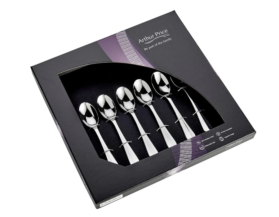 Arthur Price Everyday Classic Rattail 6-Piece Stainless Steel Teaspoon Set