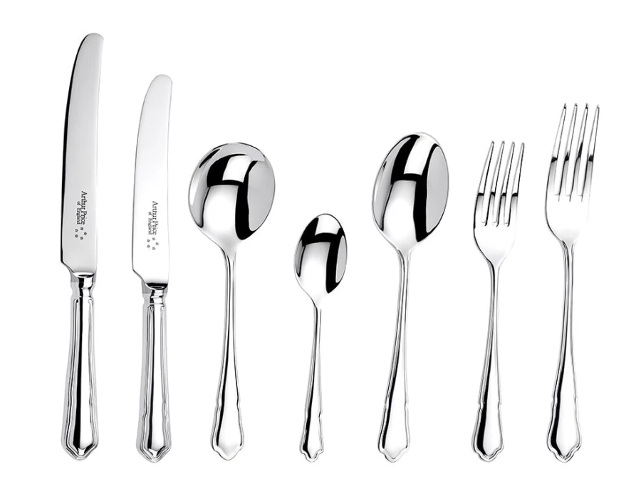 Arthur Price of England 124-Piece Stainless Steel Cutlery Set for 12 - Dubarry Canteen Collection